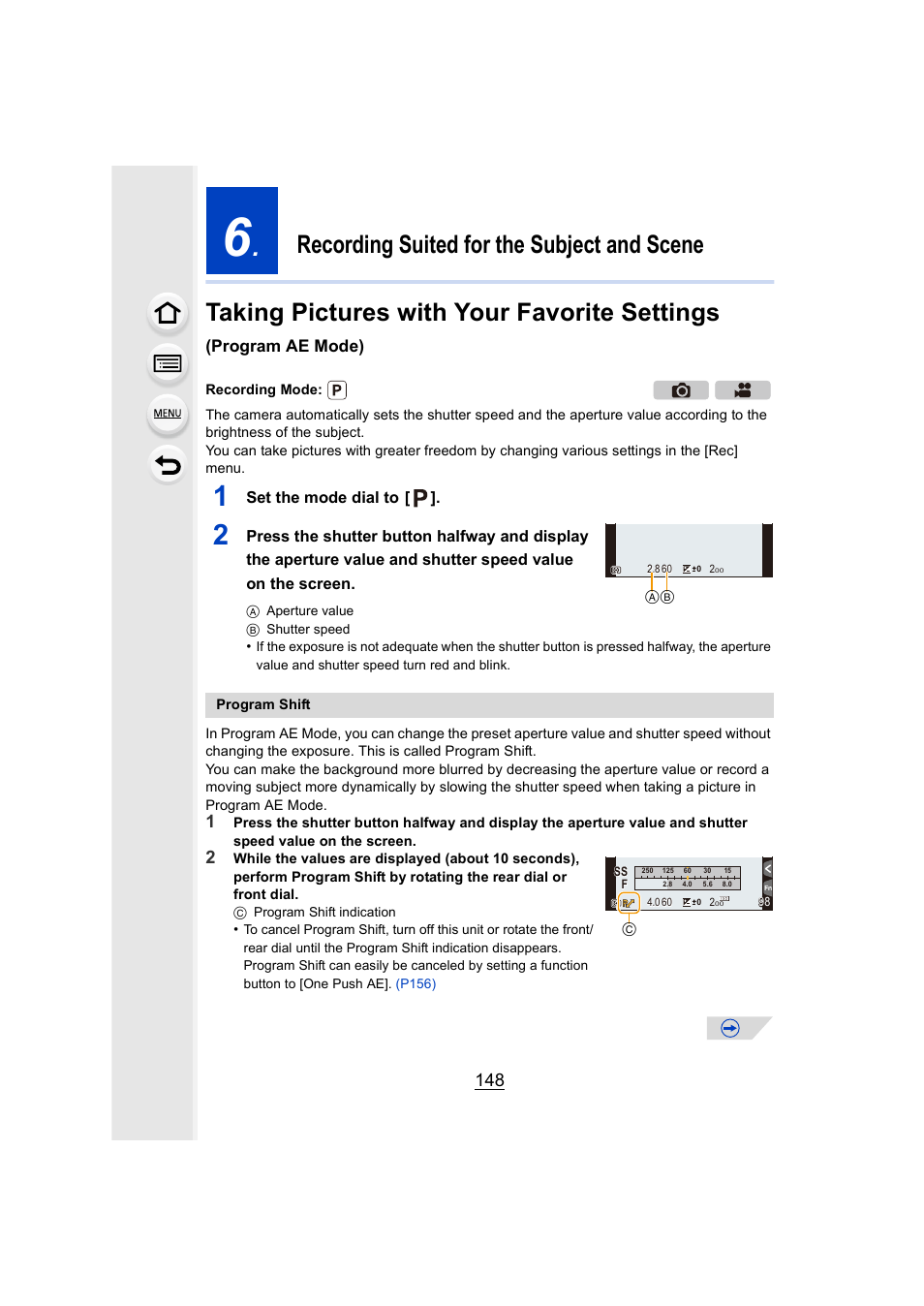 Recording suited for the subject and scene, P148) | Panasonic DMC-GH4KBODY User Manual | Page 148 / 420