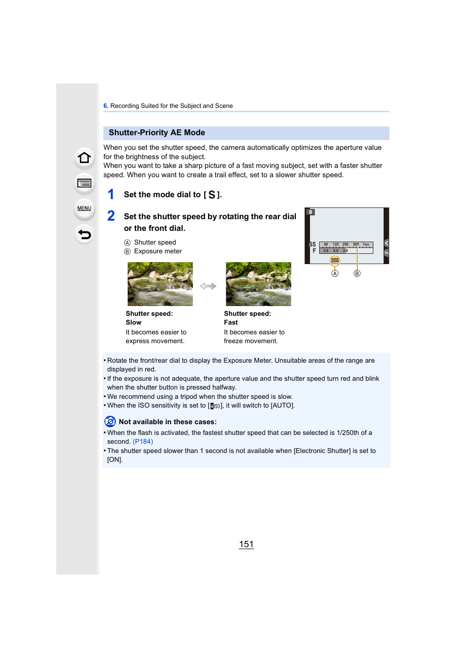 Shutter-priority ae mode, P151) | Panasonic DMC-GH4KBODY User Manual | Page 151 / 420