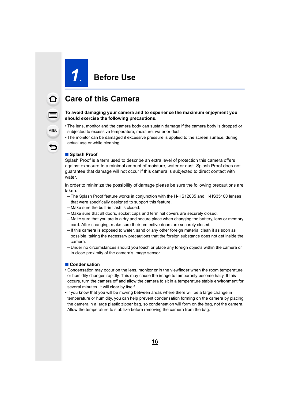 Before use, Care of this camera, Before use care of this camera | Panasonic DMC-GH4KBODY User Manual | Page 16 / 420
