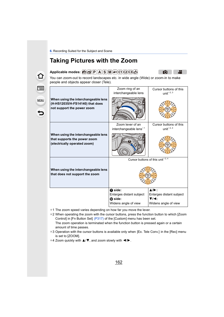 Taking pictures with the zoom, Oom ring, P162) | Panasonic DMC-GH4KBODY User Manual | Page 162 / 420