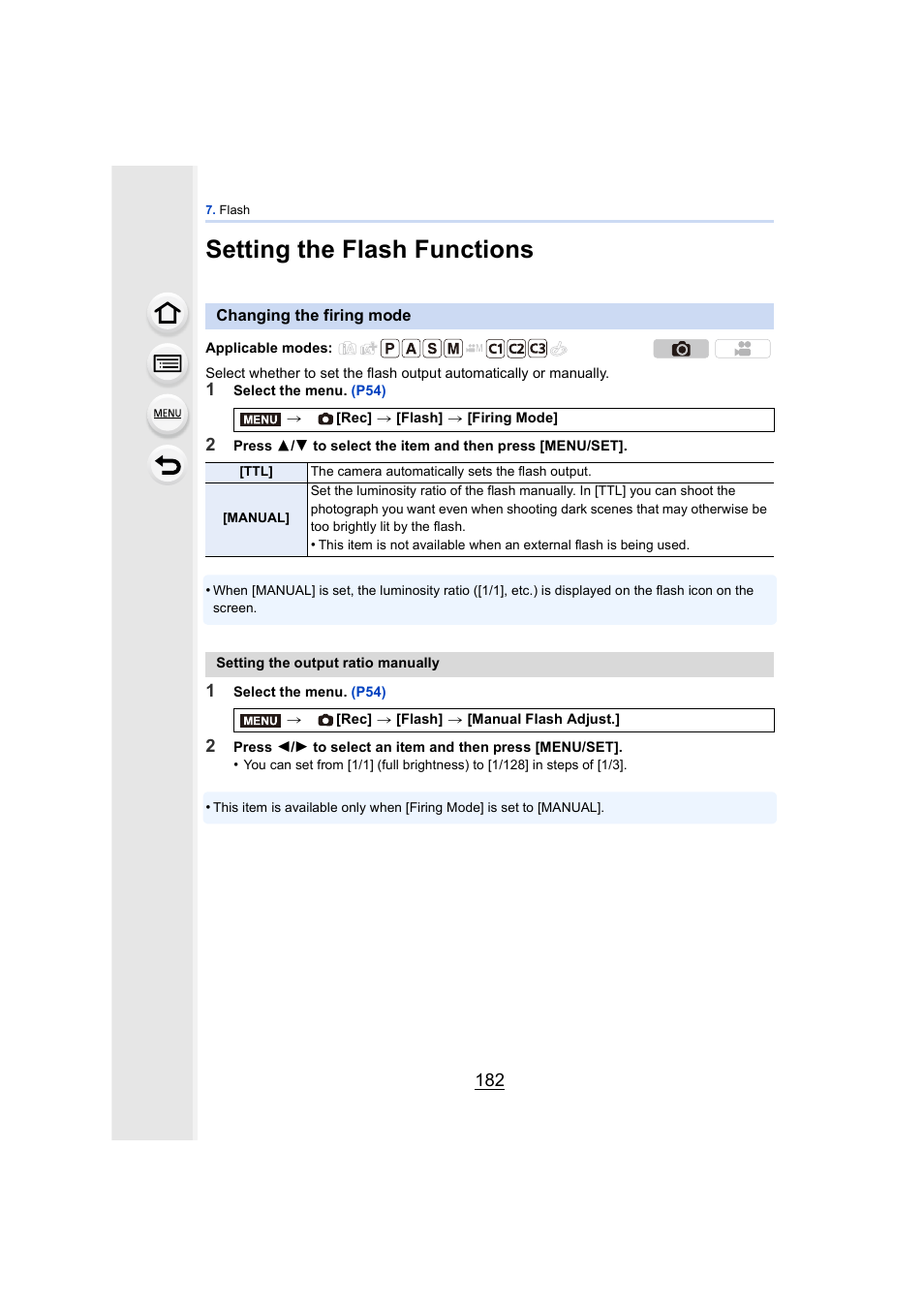 Setting the flash functions, Changing the firing mode | Panasonic DMC-GH4KBODY User Manual | Page 182 / 420
