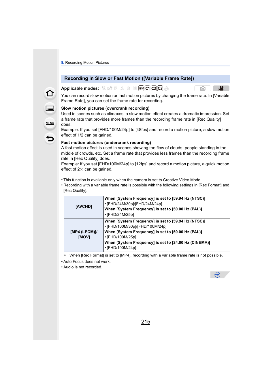 P215, P215) | Panasonic DMC-GH4KBODY User Manual | Page 215 / 420