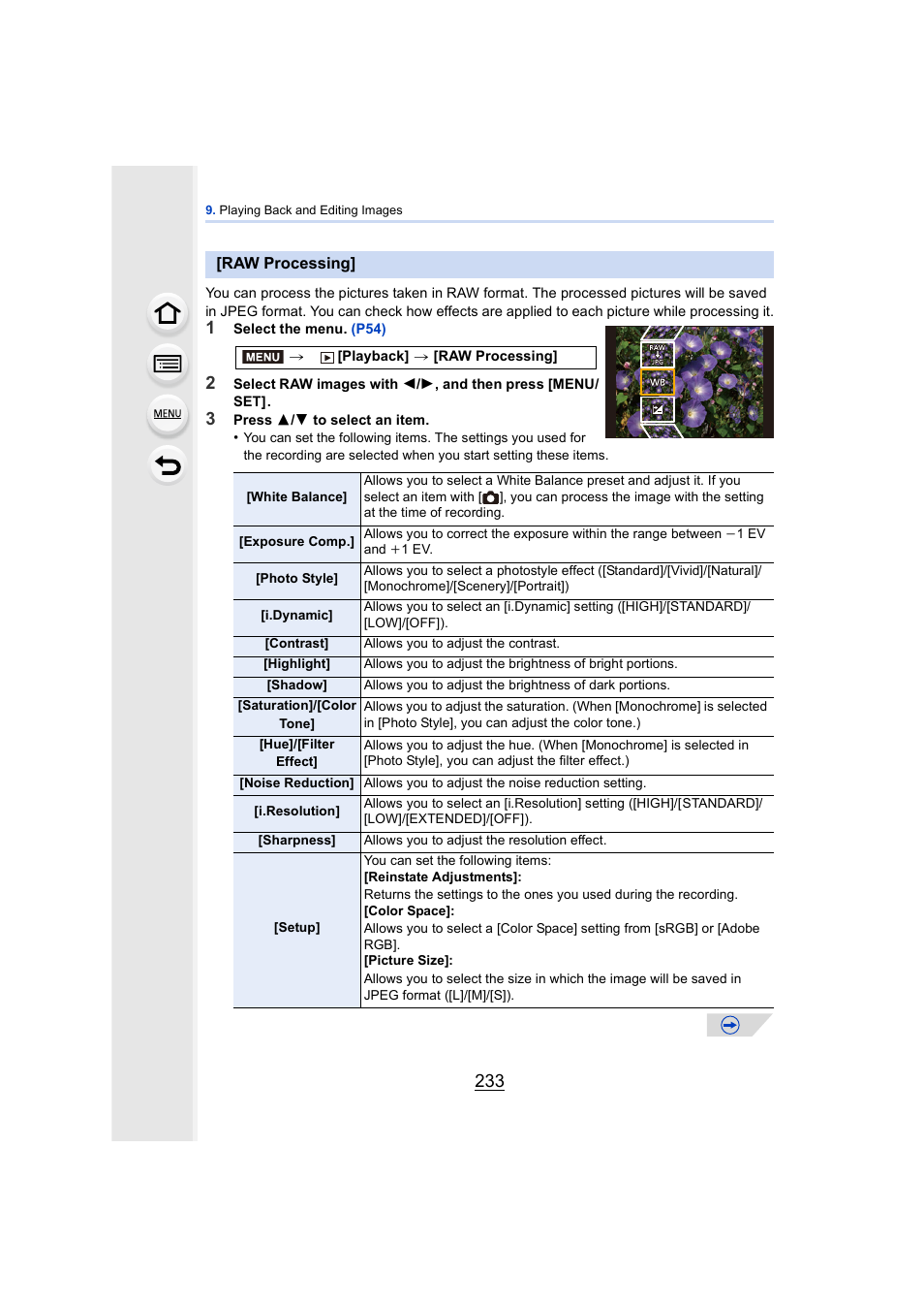 Raw processing, P233 | Panasonic DMC-GH4KBODY User Manual | Page 233 / 420
