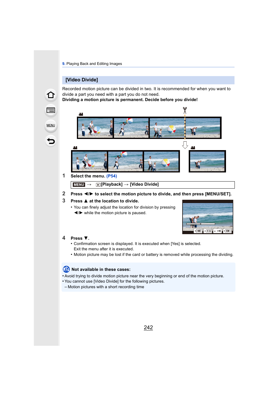 Video divide, P242) | Panasonic DMC-GH4KBODY User Manual | Page 242 / 420