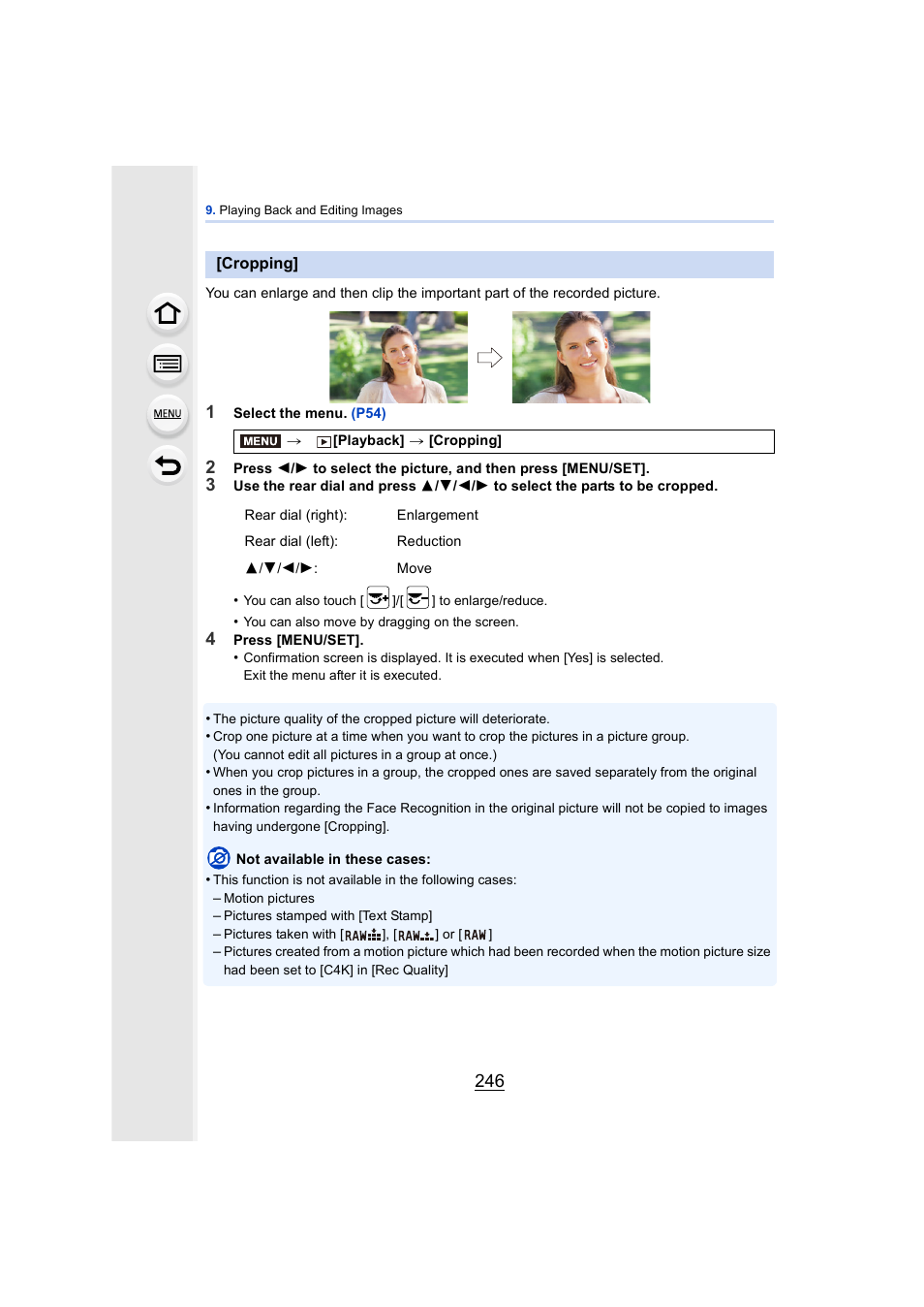 Cropping, P246 | Panasonic DMC-GH4KBODY User Manual | Page 246 / 420