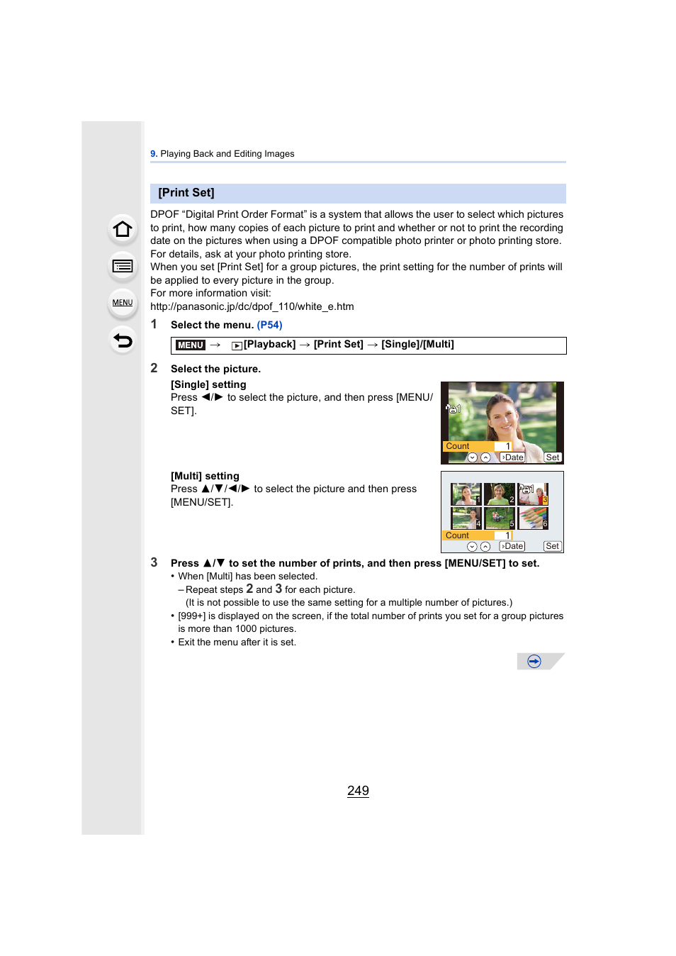 Print set, P249 | Panasonic DMC-GH4KBODY User Manual | Page 249 / 420