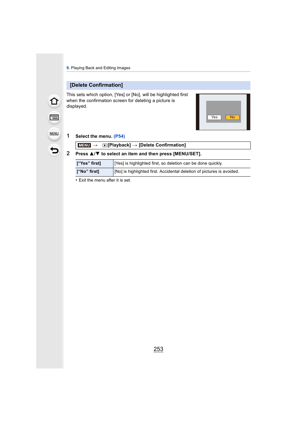 Delete confirmation, P253) | Panasonic DMC-GH4KBODY User Manual | Page 253 / 420