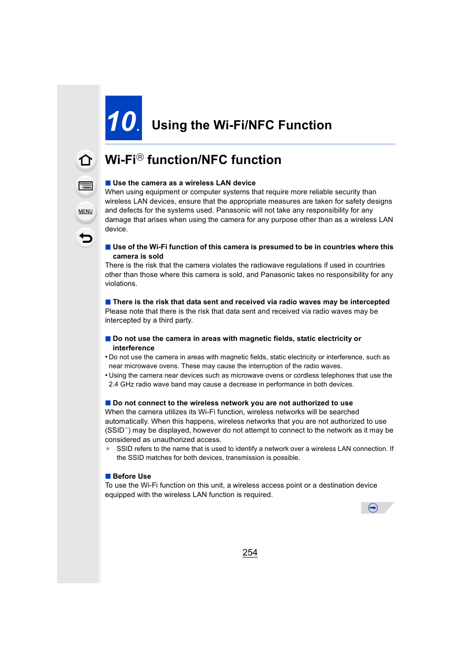Using the wi-fi/nfc function, Wi-fi function/nfc function, P254 | Wi-fi, Function/nfc function, Using the wi-fi/nfc function wi-fi | Panasonic DMC-GH4KBODY User Manual | Page 254 / 420