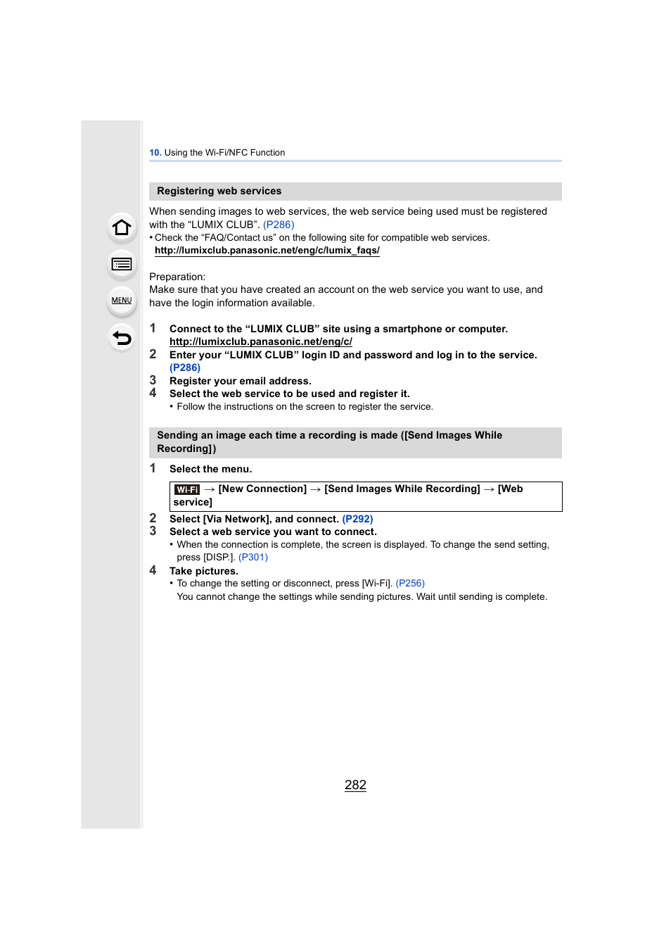 P282), P282 | Panasonic DMC-GH4KBODY User Manual | Page 282 / 420