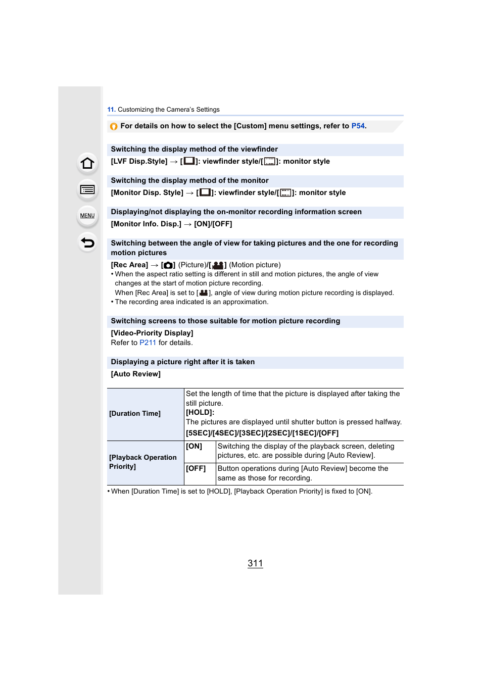 P311), P311 | Panasonic DMC-GH4KBODY User Manual | Page 311 / 420