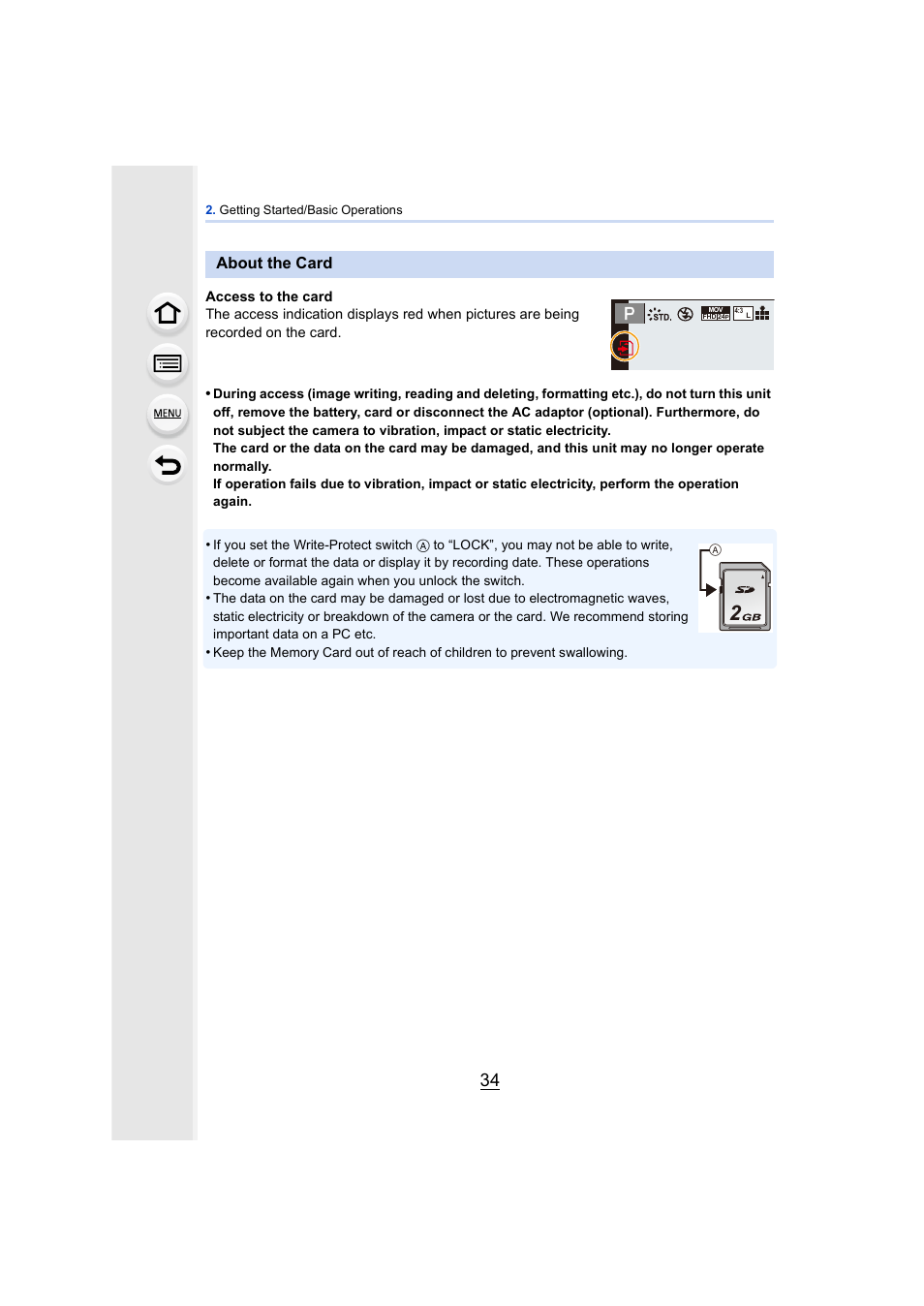 About the card | Panasonic DMC-GH4KBODY User Manual | Page 34 / 420