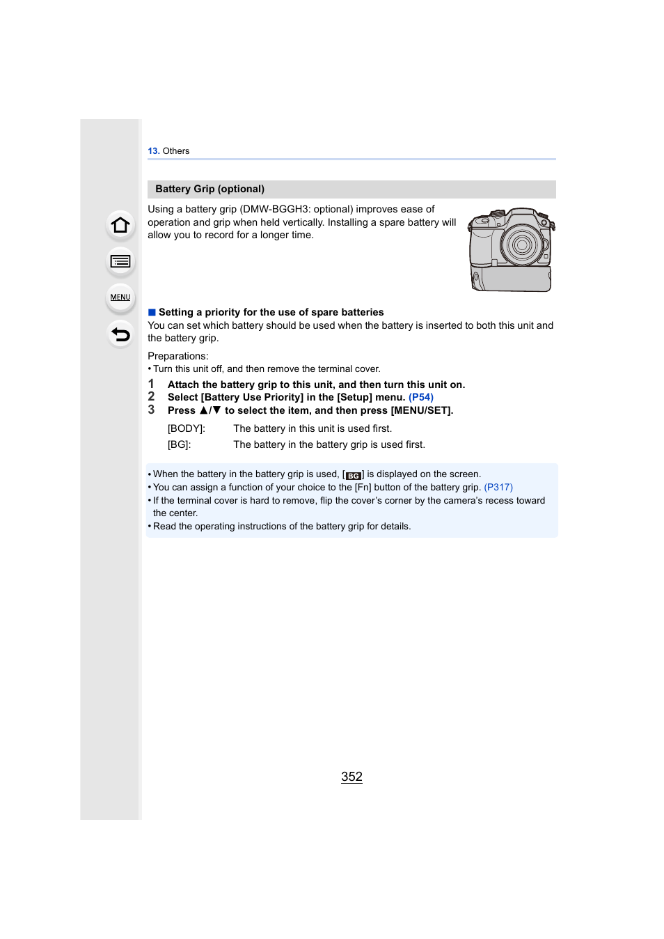 P352), P352 | Panasonic DMC-GH4KBODY User Manual | Page 352 / 420