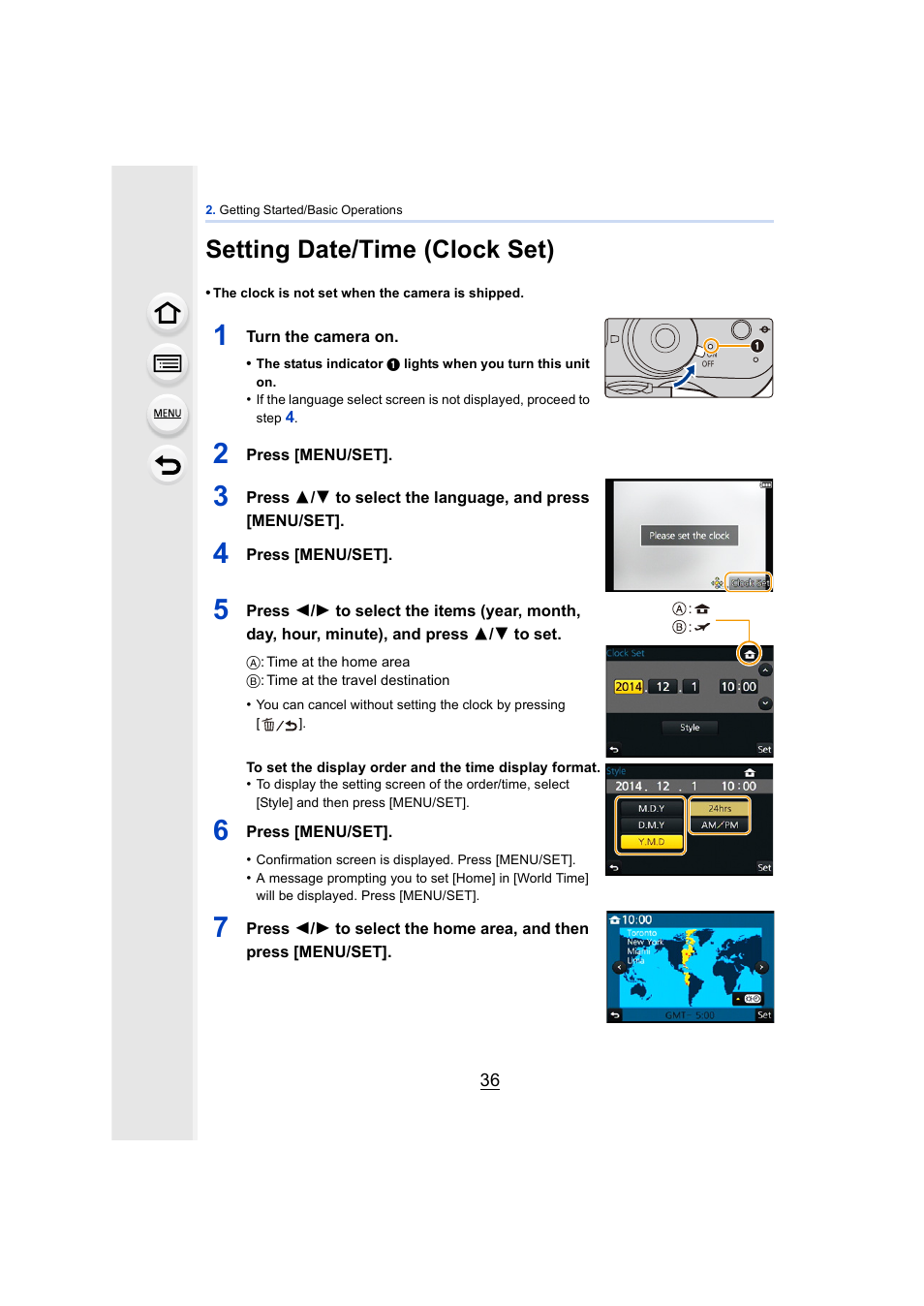 Setting date/time (clock set), P36), Is s | Panasonic DMC-GH4KBODY User Manual | Page 36 / 420