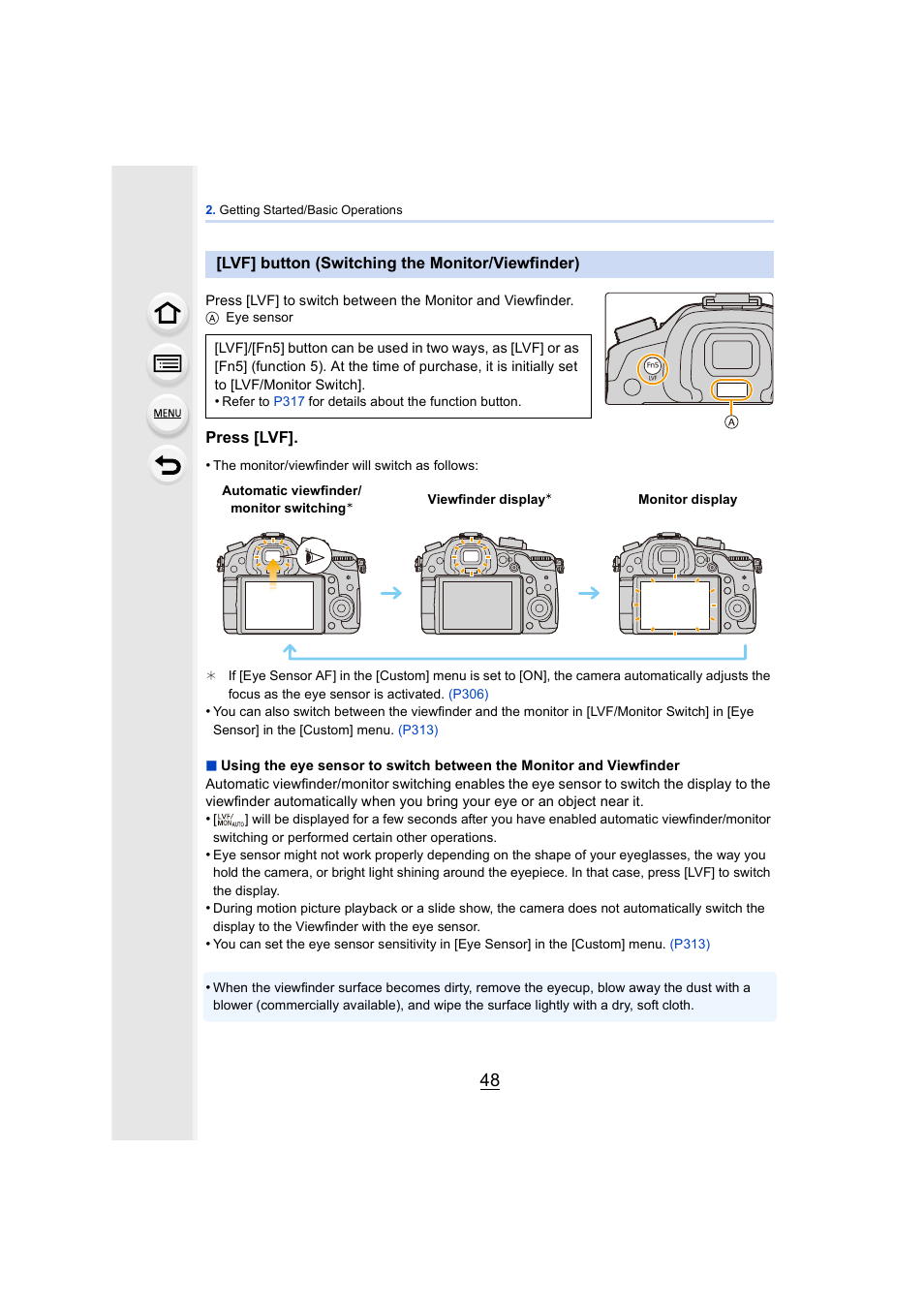 Lvf] button (switching the monitor/viewfinder), P48) | Panasonic DMC-GH4KBODY User Manual | Page 48 / 420
