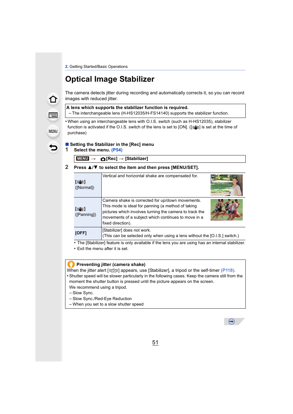 Optical image stabilizer, P51) | Panasonic DMC-GH4KBODY User Manual | Page 51 / 420