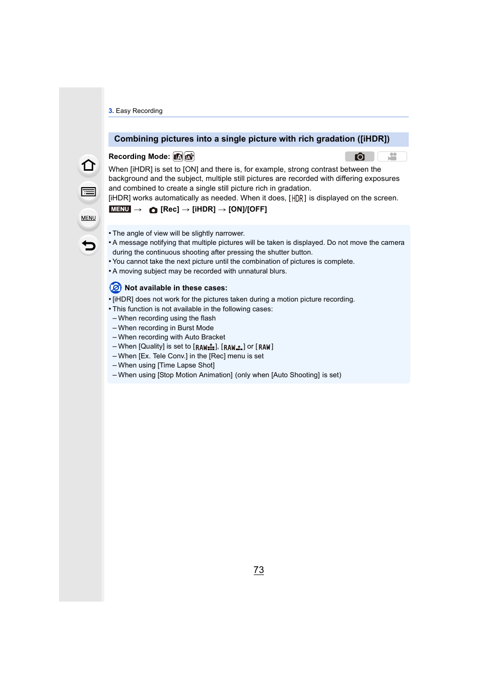 Panasonic DMC-GH4KBODY User Manual | Page 73 / 420