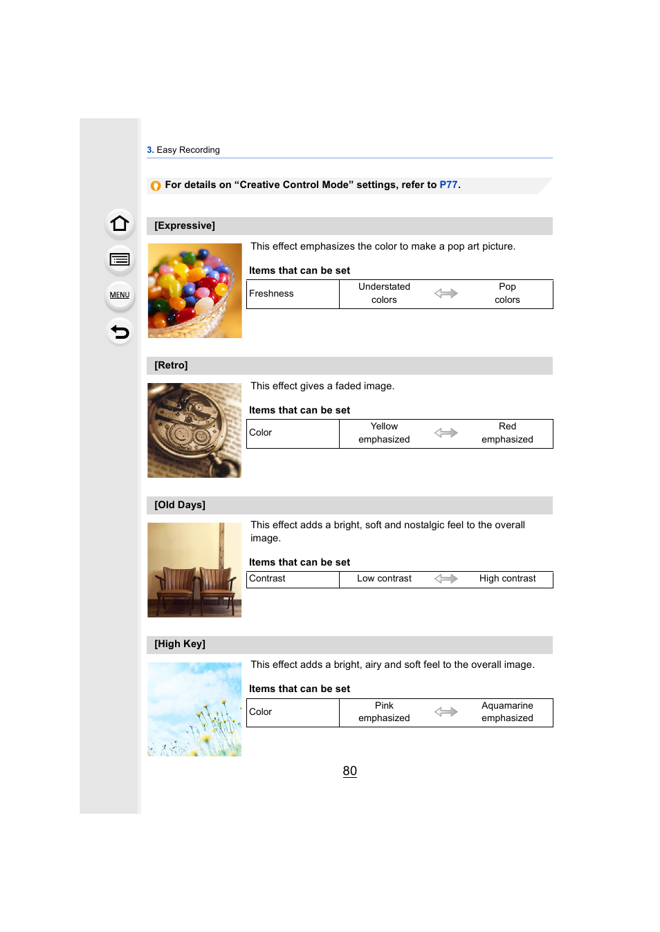 Items that, Can be set | Panasonic DMC-GH4KBODY User Manual | Page 80 / 420
