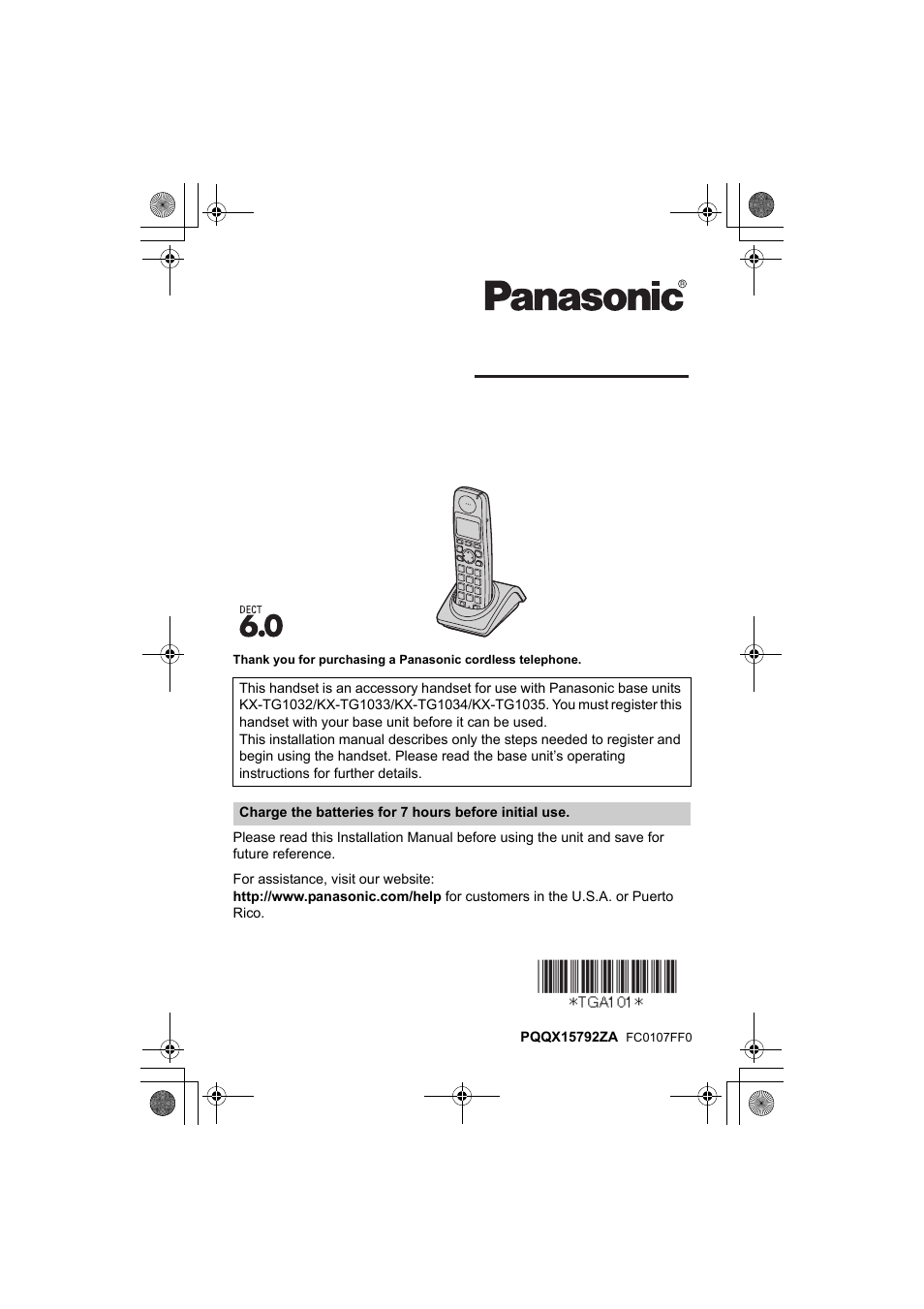 Panasonic KX-TGA101S User Manual | 16 pages