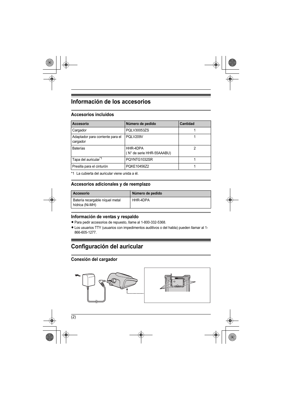 Información de los accesorios, Configuración del auricular | Panasonic KX-TGA101S User Manual | Page 13 / 16