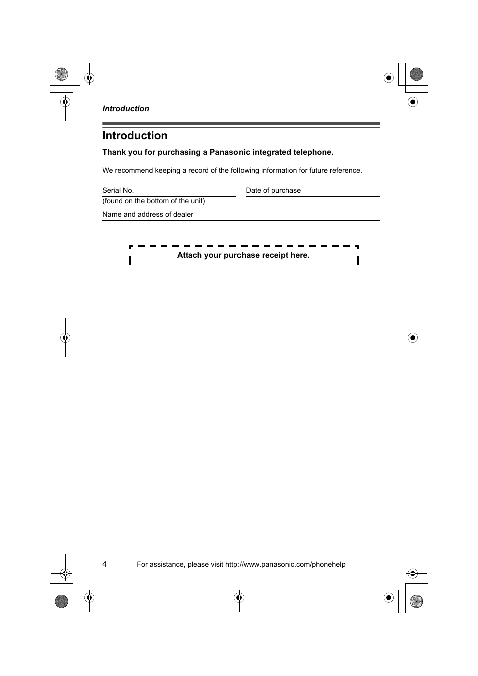 Introduction | Panasonic KX-TS4300B User Manual | Page 4 / 84