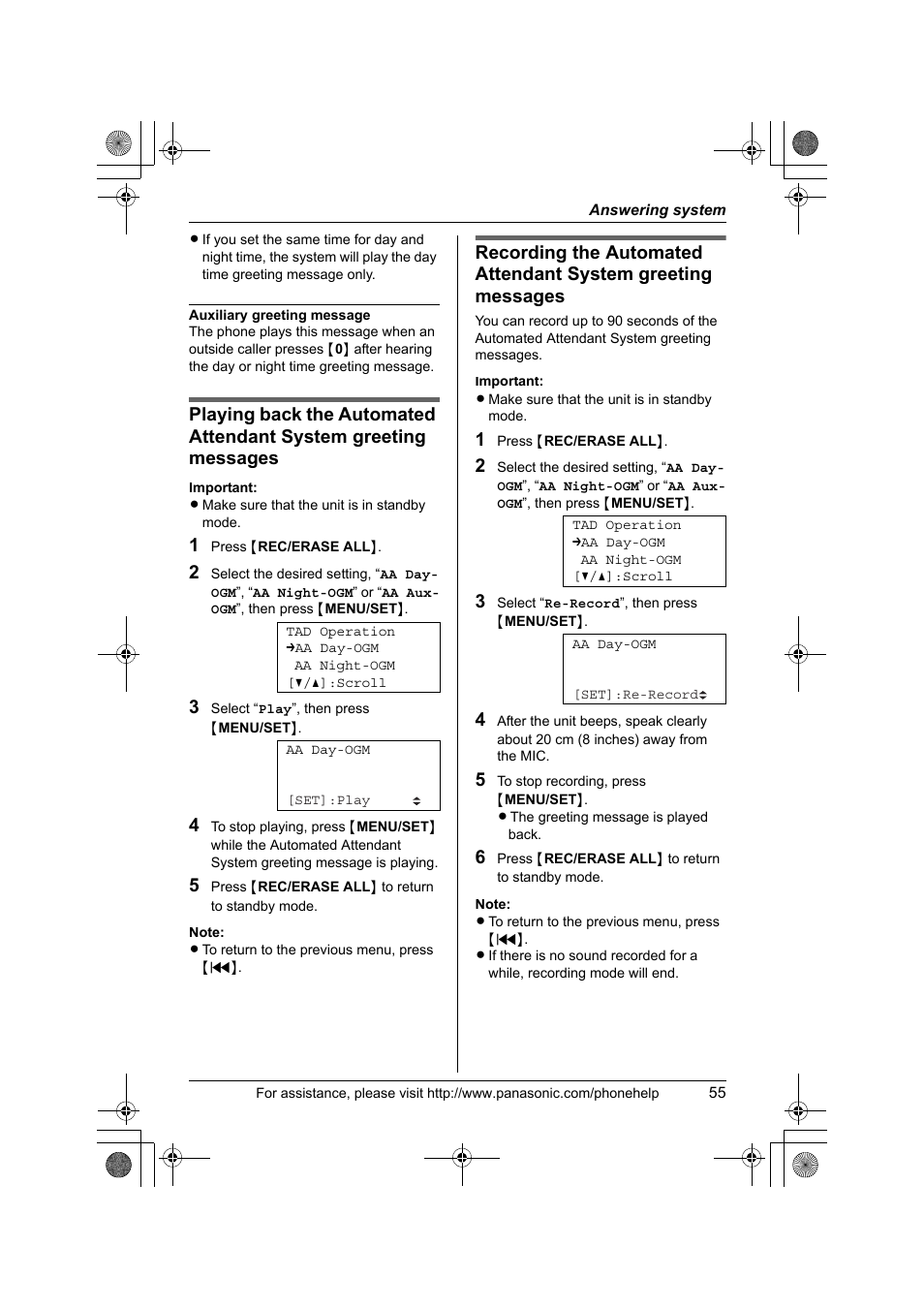 Panasonic KX-TS4300B User Manual | Page 55 / 84