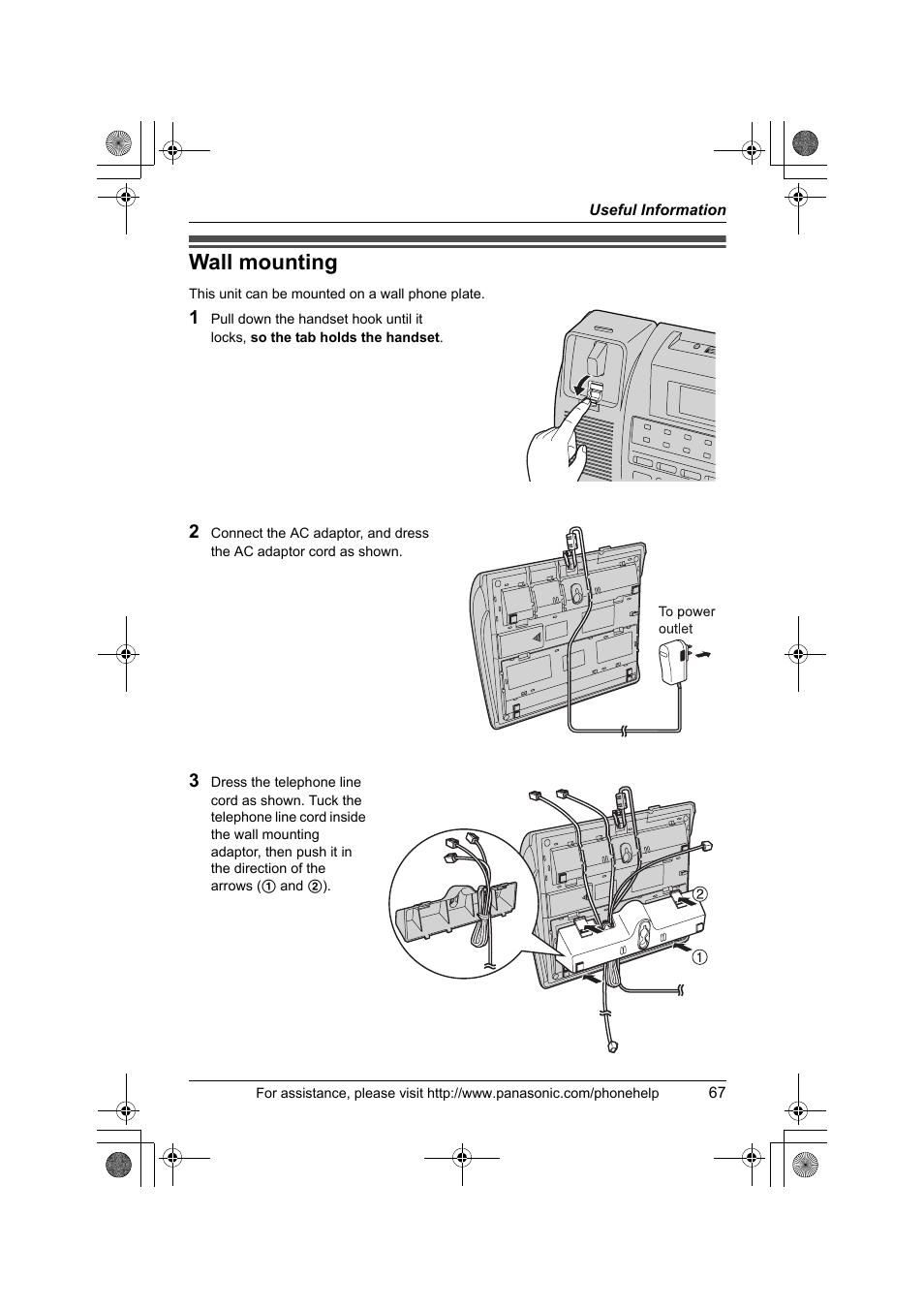 Wall mounting | Panasonic KX-TS4300B User Manual | Page 67 / 84