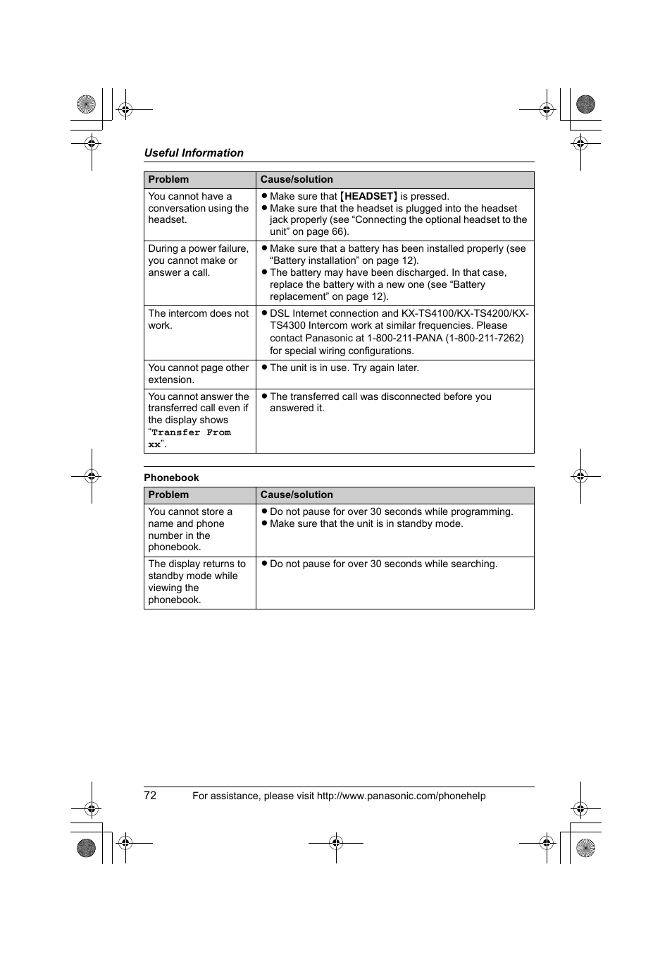 Panasonic KX-TS4300B User Manual | Page 72 / 84