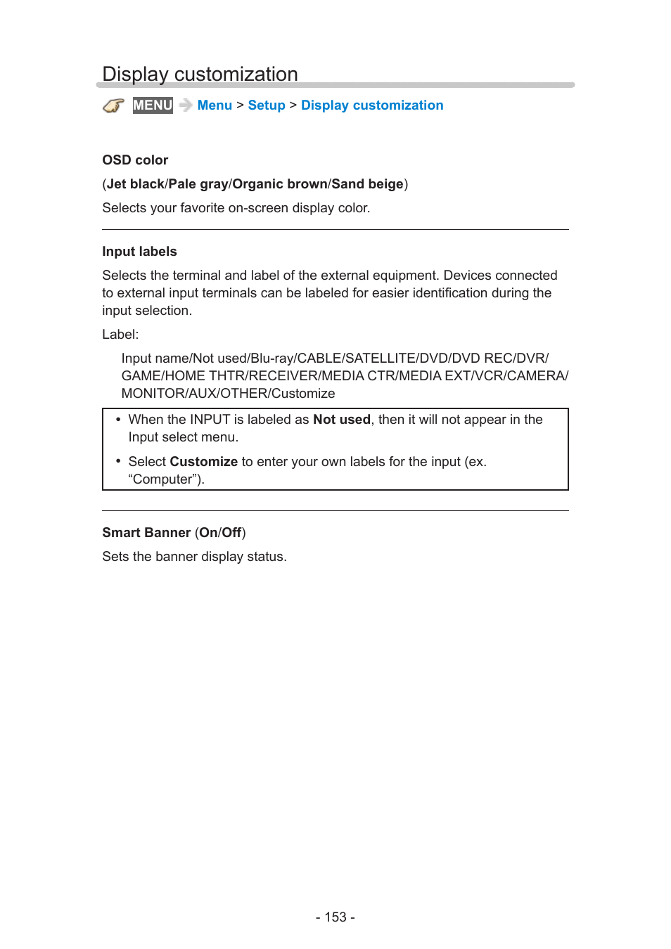 Display customization | Panasonic TC-50AS650UE User Manual | Page 153 / 183