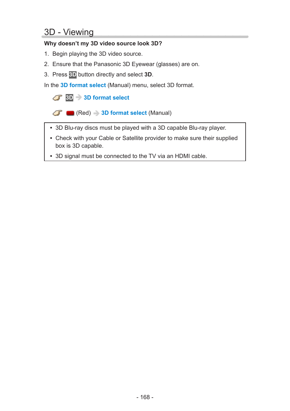 3d - viewing | Panasonic TC-50AS650UE User Manual | Page 168 / 183