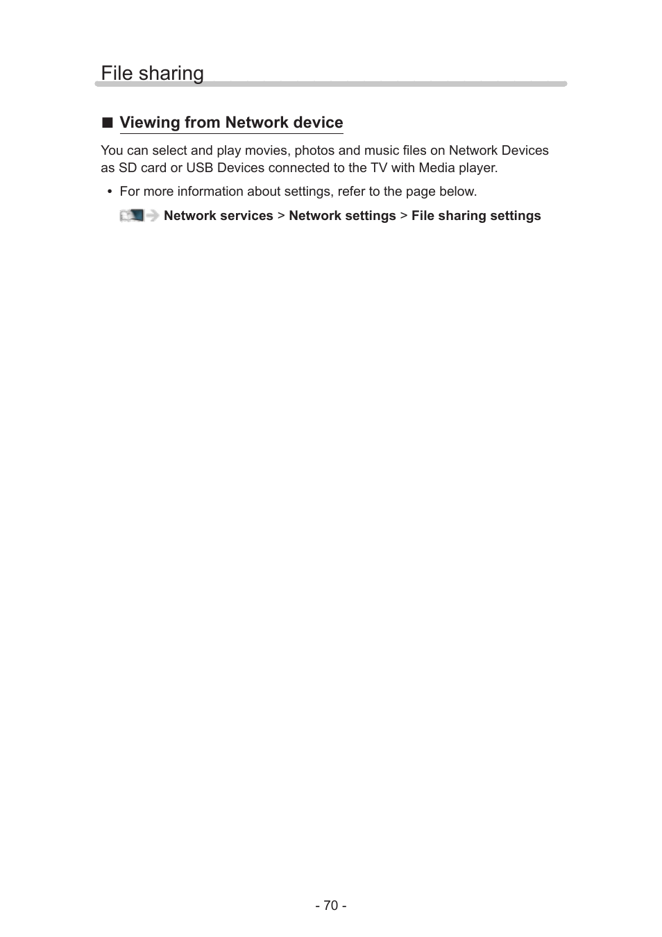 File sharing, File sharing 70 | Panasonic TC-50AS650UE User Manual | Page 70 / 183