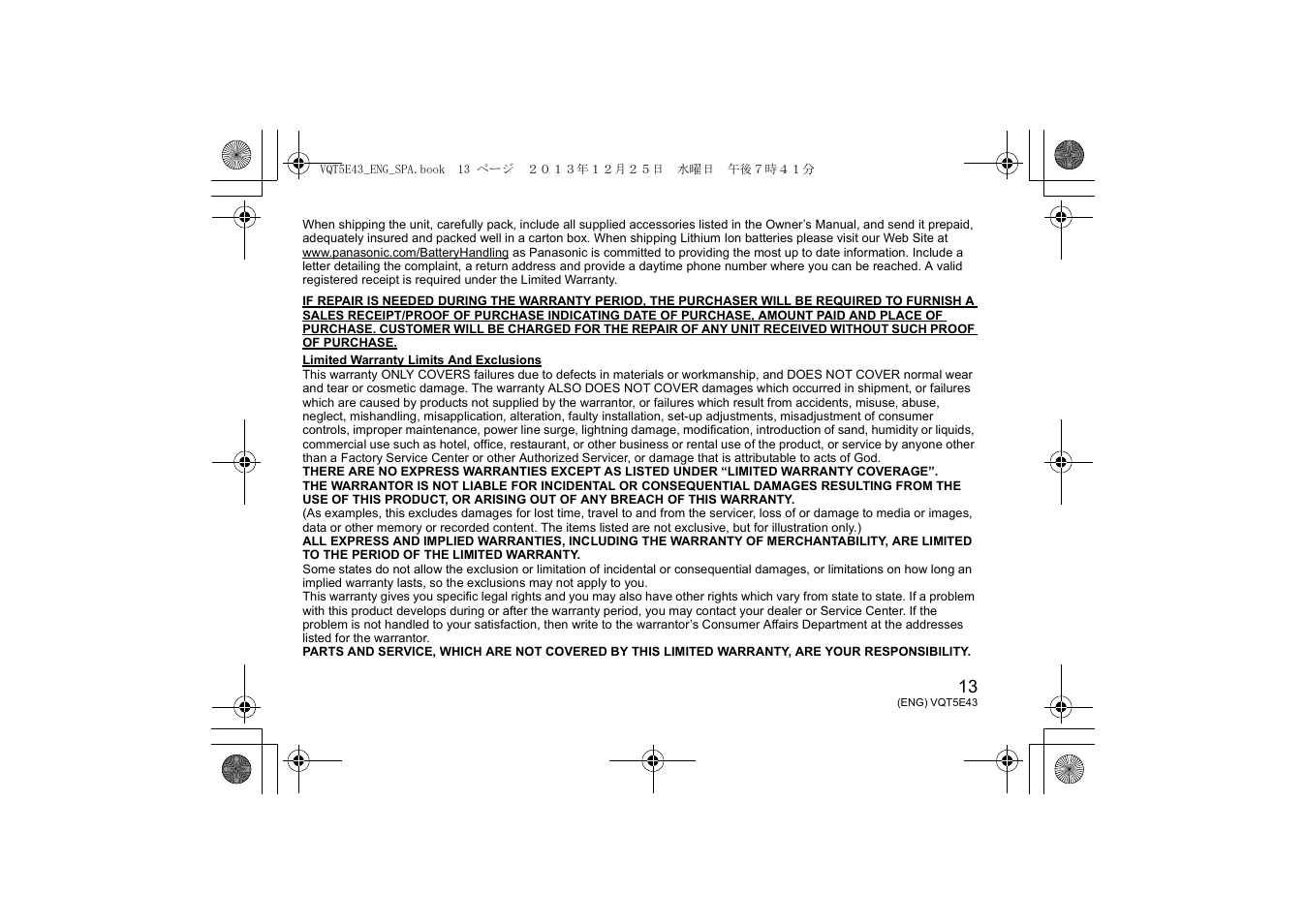 Panasonic H-NS043 User Manual | Page 13 / 26