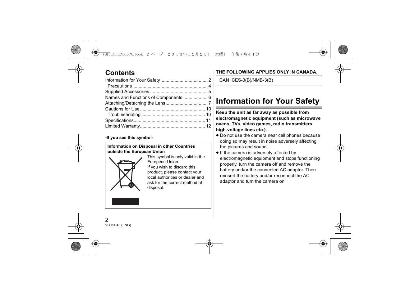 Panasonic H-NS043 User Manual | Page 2 / 26