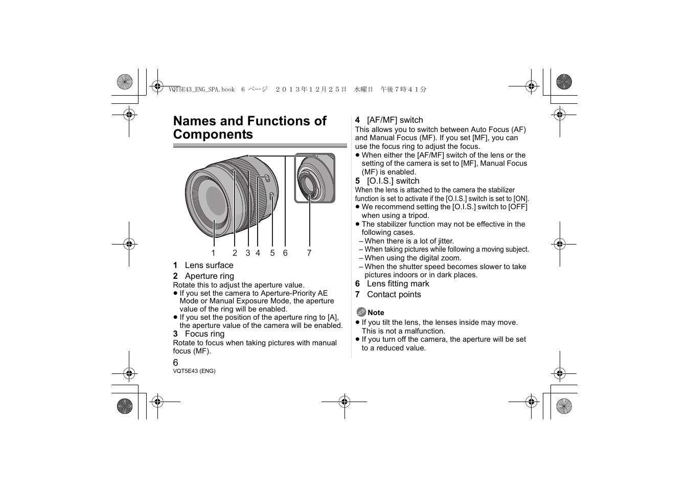 Names and functions of components | Panasonic H-NS043 User Manual | Page 6 / 26