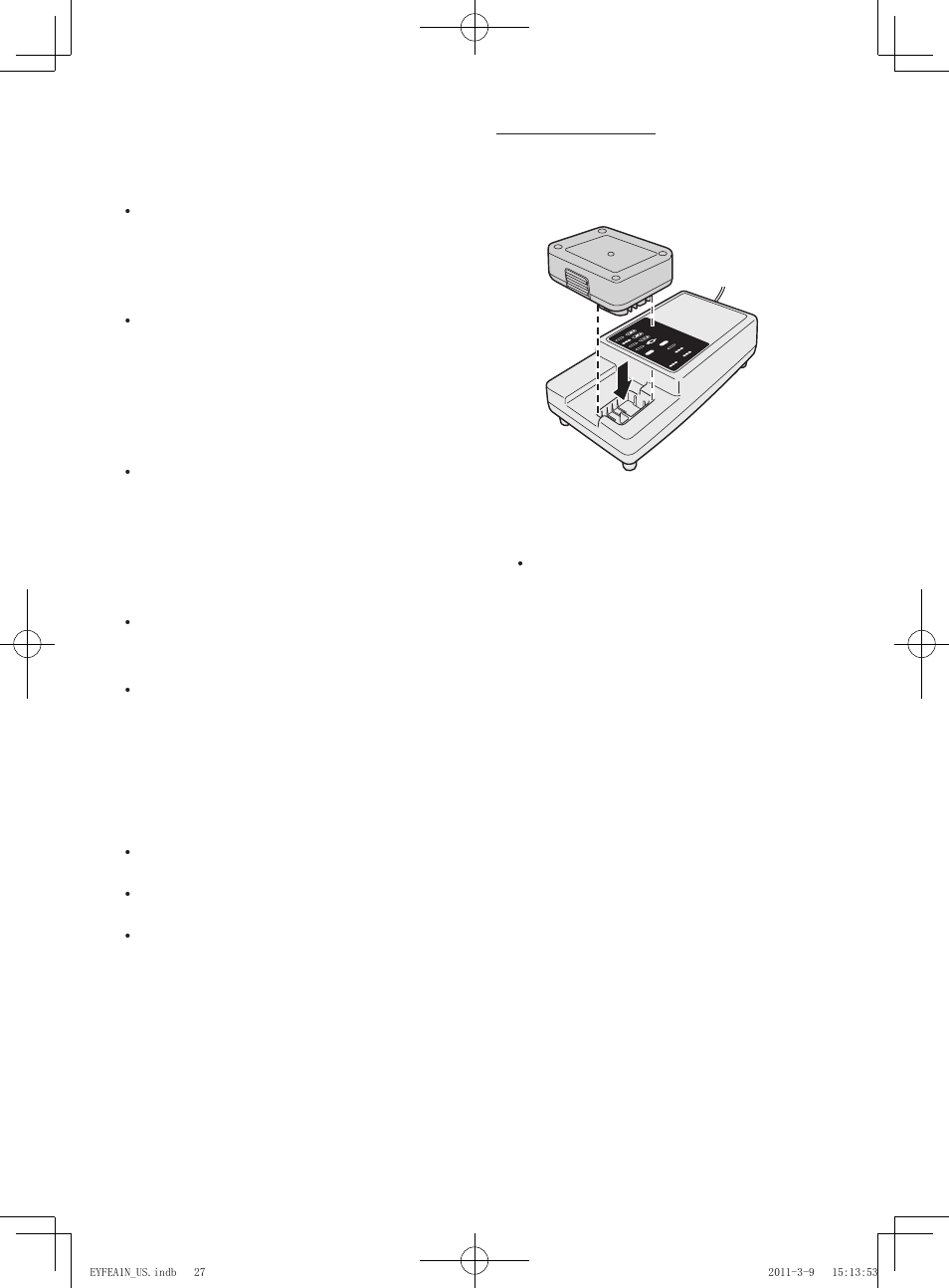 Chargeur de batterie] recharge, Mise en garde, Remarque | Panasonic EYFEA1N2S User Manual | Page 27 / 46