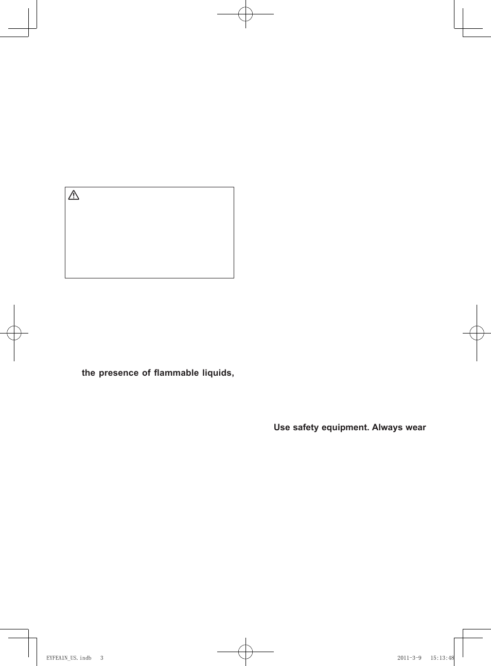 I. introduction, Ii. general safety rules, Save these instructions work area safety | Electrical safety, Personal safety | Panasonic EYFEA1N2S User Manual | Page 3 / 46