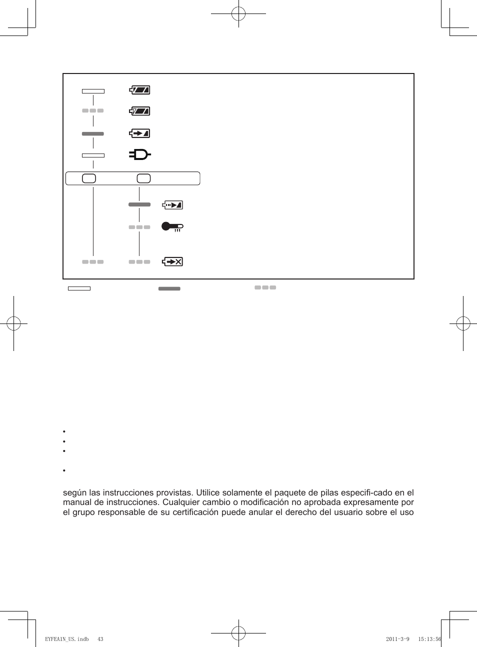 Indicación de la lámpara | Panasonic EYFEA1N2S User Manual | Page 43 / 46