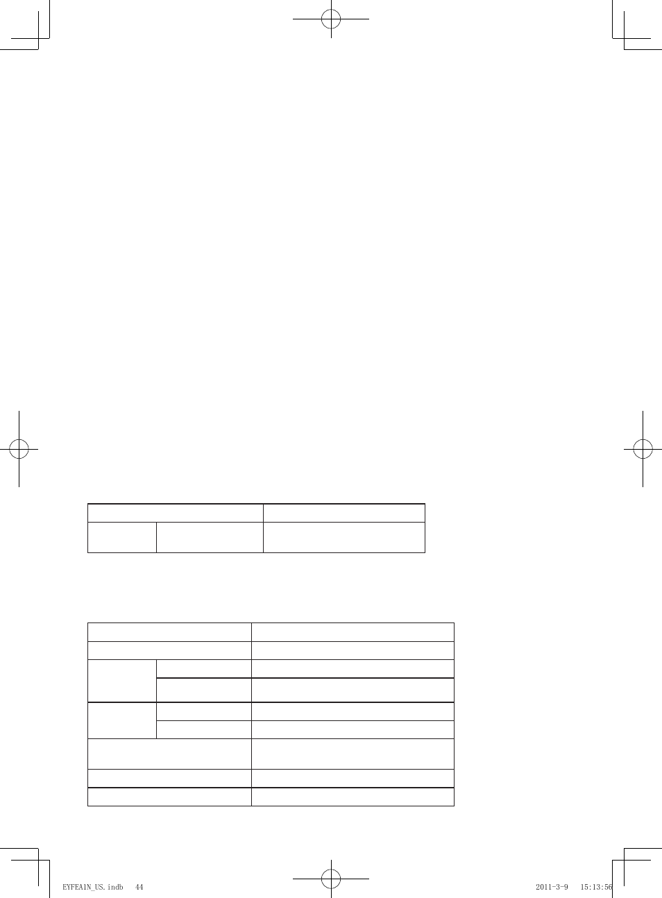 Vii. mantenimiento, Viii. accesorios, Ix. anexo | X. specifiche tecniche, Máximas capacidades recomendadas, Apparecchio principale | Panasonic EYFEA1N2S User Manual | Page 44 / 46