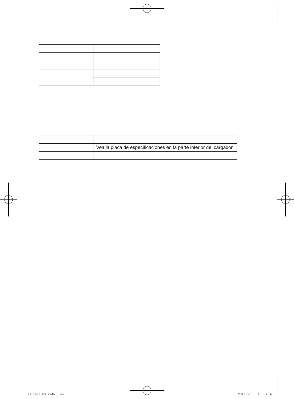 Batería, Cargador de batería | Panasonic EYFEA1N2S User Manual | Page 45 / 46