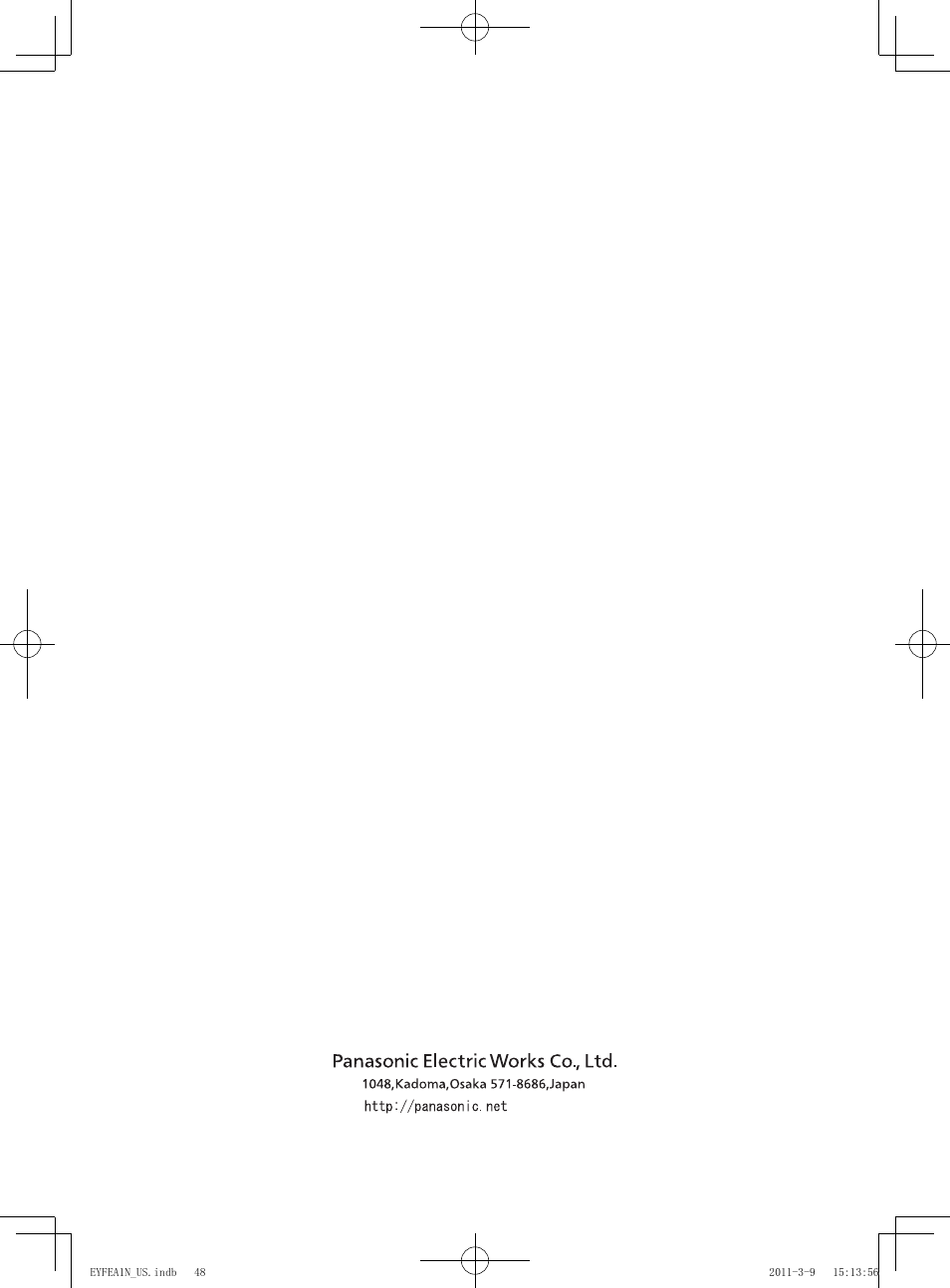 Panasonic EYFEA1N2S User Manual | Page 46 / 46