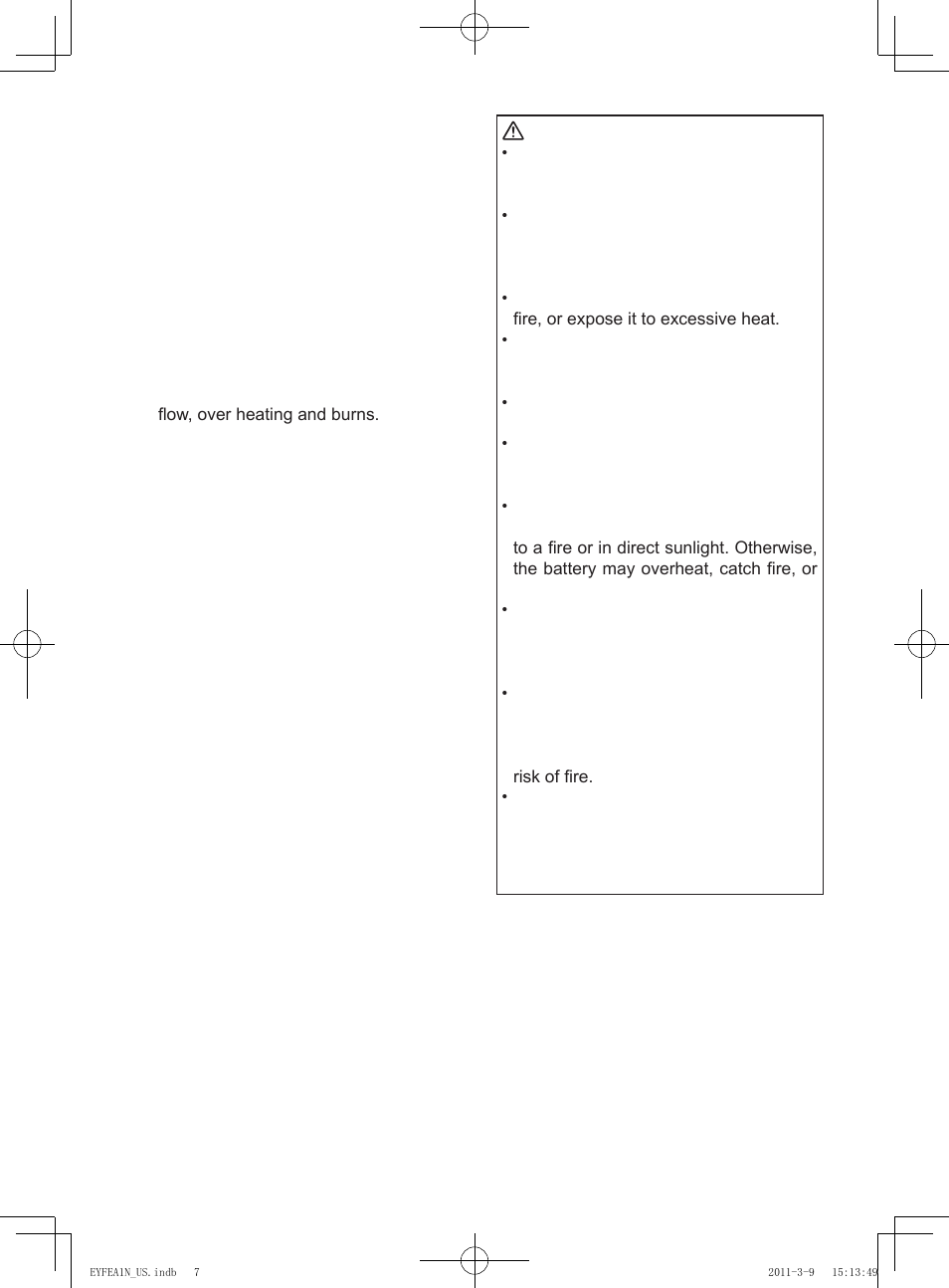 Warning, Do not use other than the panasonic | Panasonic EYFEA1N2S User Manual | Page 7 / 46