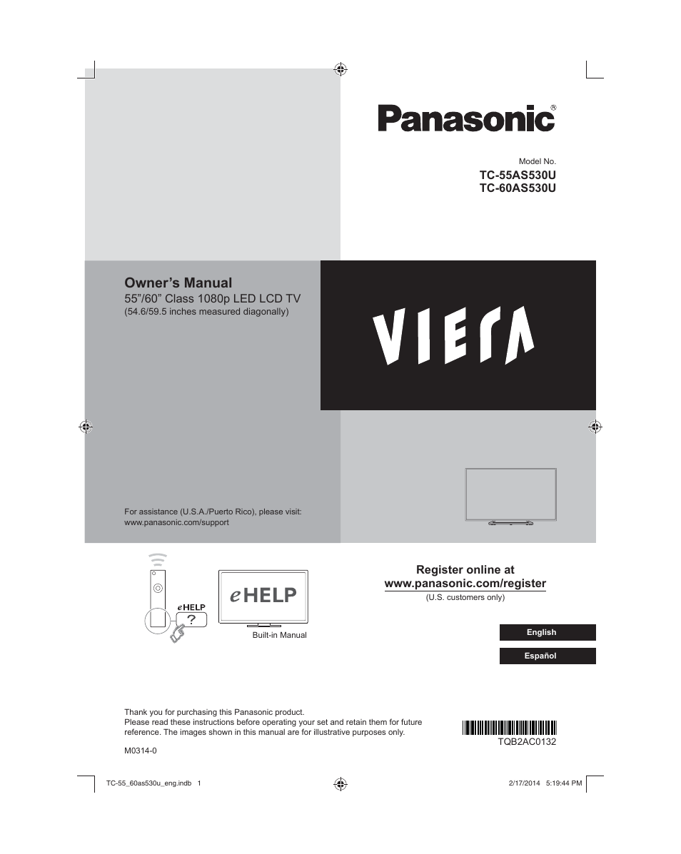 Panasonic TC-60AS530U User Manual | 24 pages