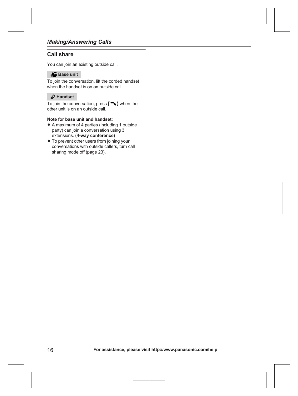 Panasonic KX-TG6672B User Manual | Page 16 / 56