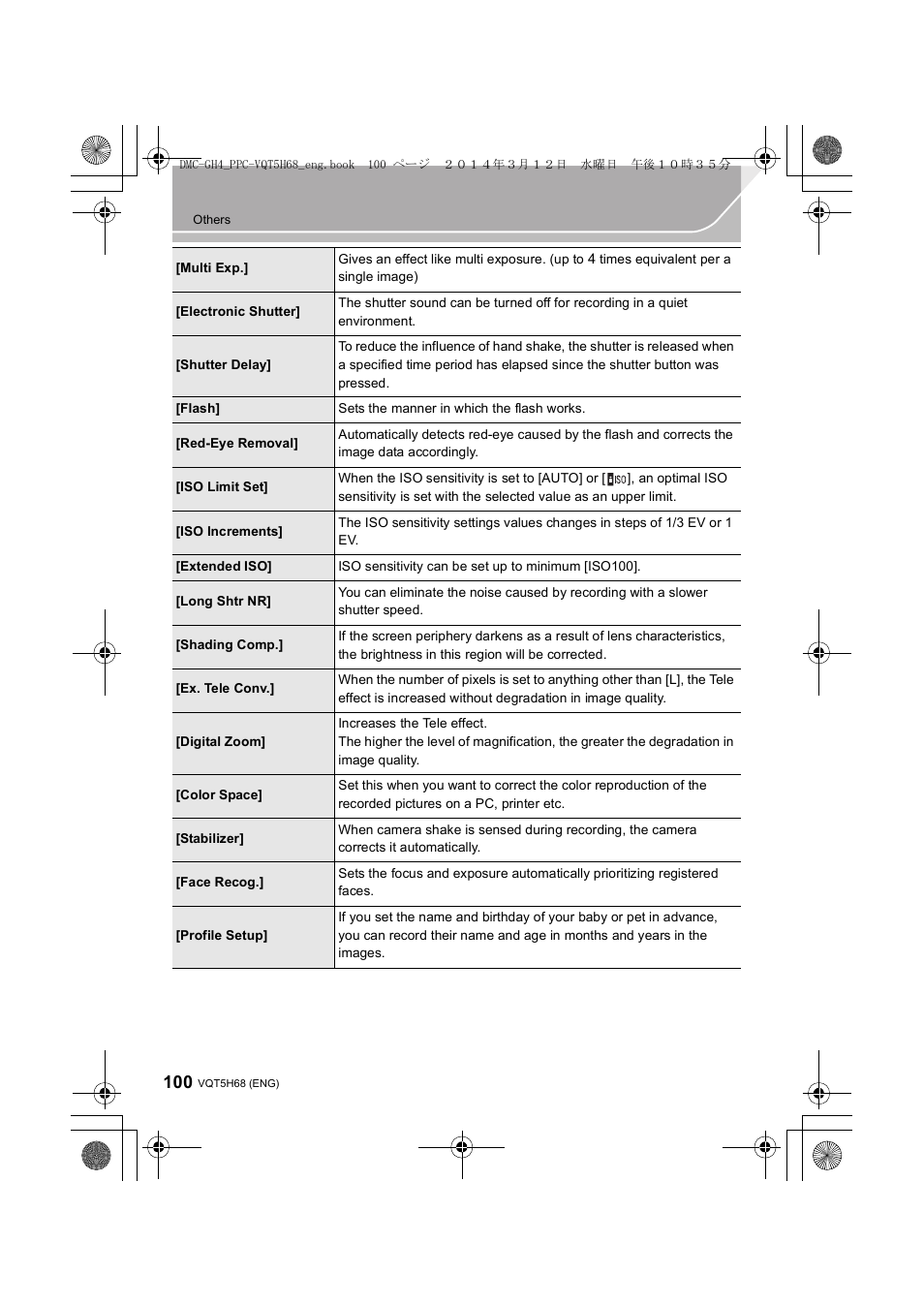 Panasonic DMC-GH4KBODY User Manual | Page 100 / 132