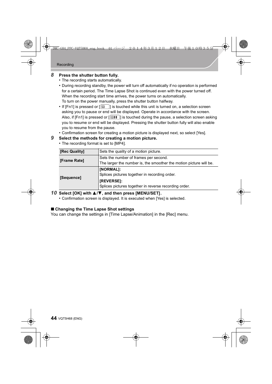 Panasonic DMC-GH4KBODY User Manual | Page 44 / 132