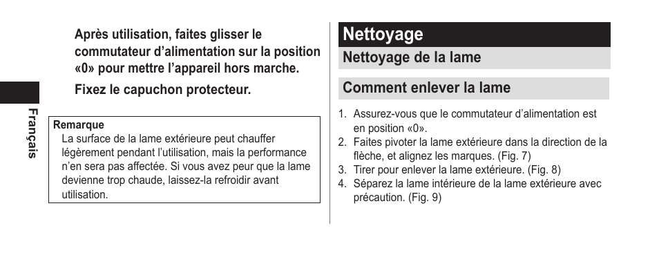 Nettoyage | Panasonic ER-GN25VP User Manual | Page 20 / 42