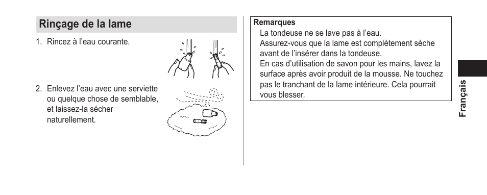 Rinçagedelalame | Panasonic ER-GN25VP User Manual | Page 21 / 42