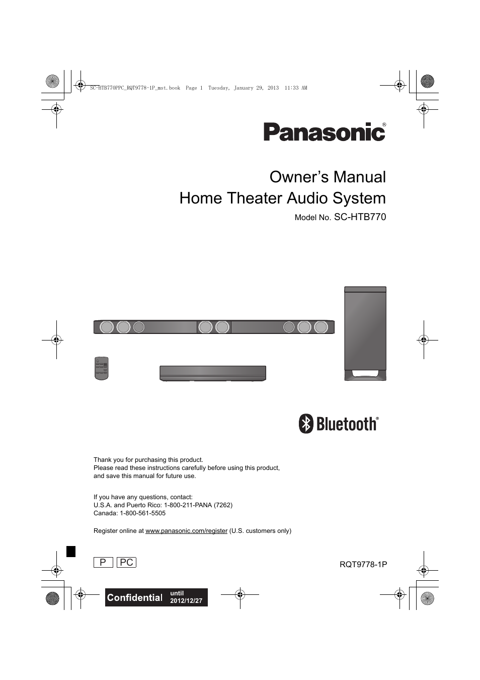 Panasonic SC-HTB770S User Manual | 44 pages