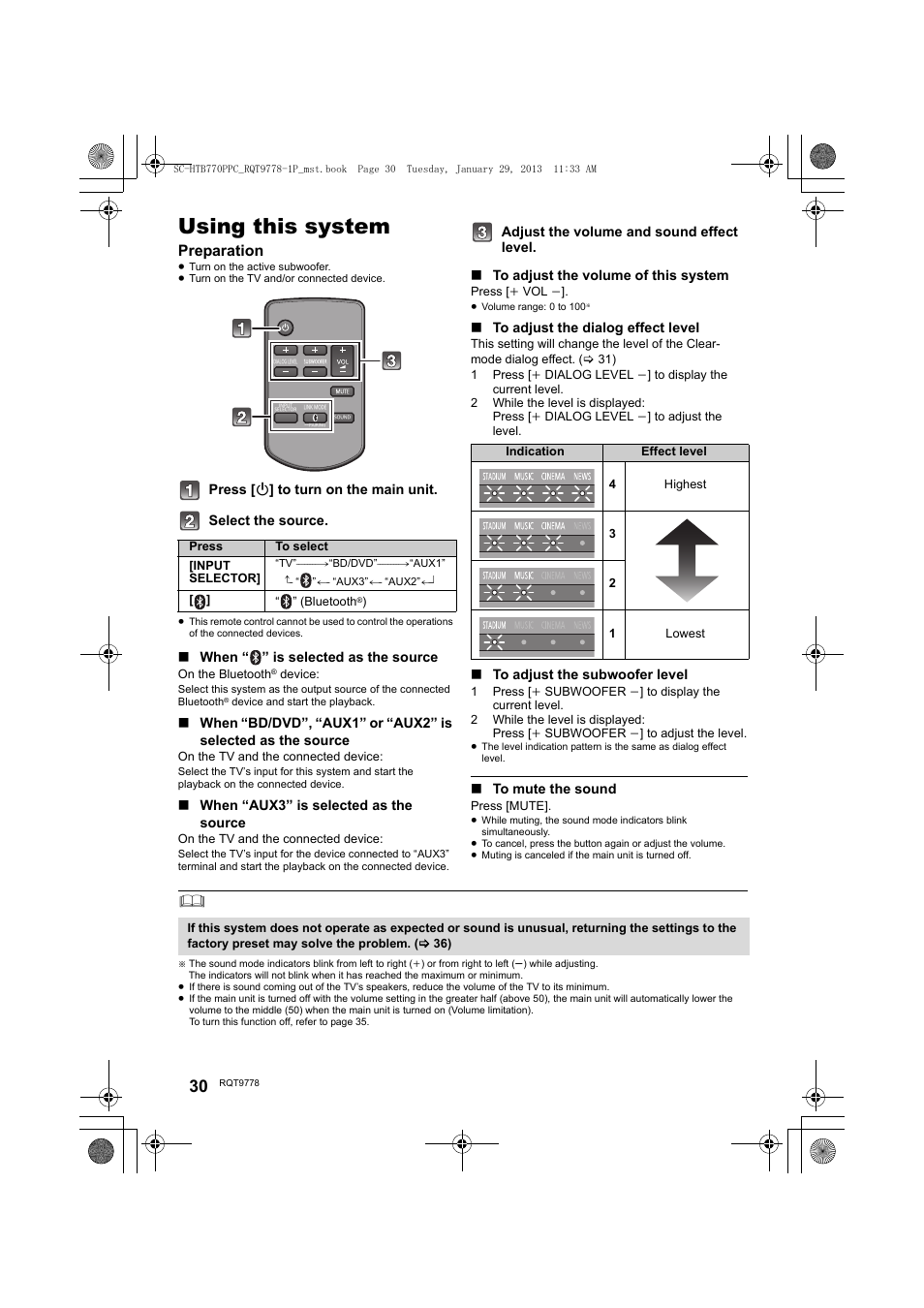 Using this system, Preparation | Panasonic SC-HTB770S User Manual | Page 30 / 44