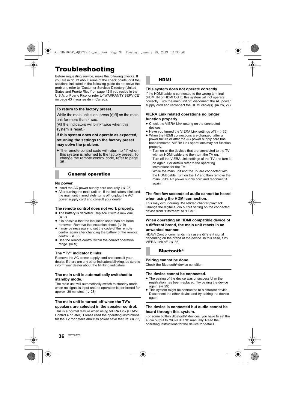 Troubleshooting | Panasonic SC-HTB770S User Manual | Page 36 / 44