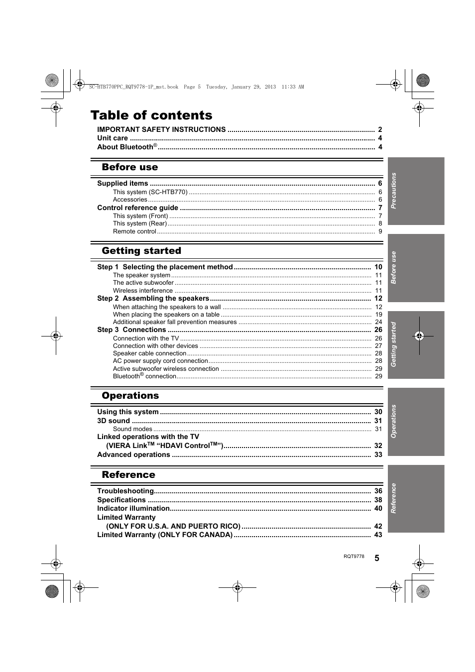 Panasonic SC-HTB770S User Manual | Page 5 / 44